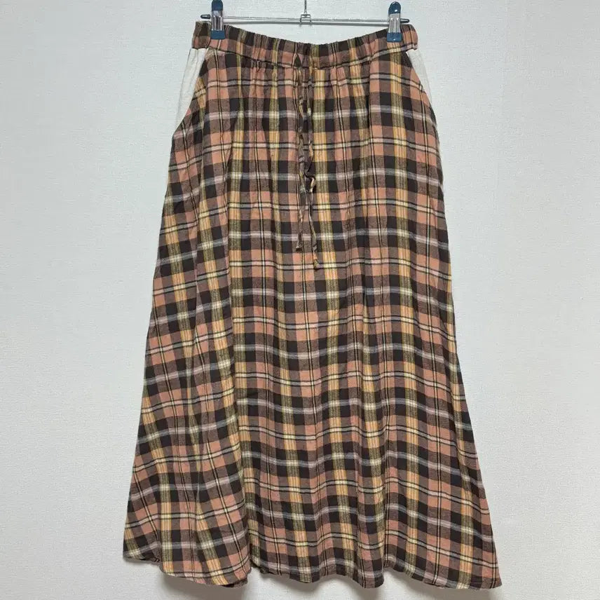 [BUNJANG] Kojimori Check Pattern Long Skirt / 코지모리 체크 롱 스커트