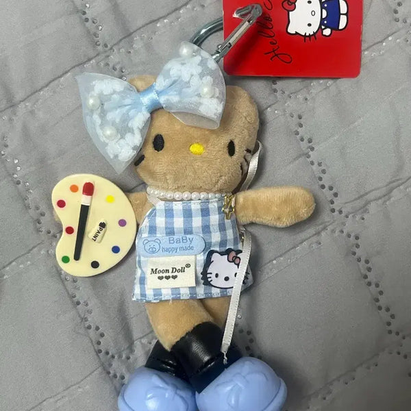 [BUNJANG] Hello Kitty Long Legs Charm with Palette and Brush / 롱다리 키티 키링