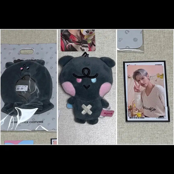 [BUNJANG] ATEEZ MYTIZ Kkamyo Wooyoung Plush Keychain & Lightstick Cover Bundle Set / 에이티즈 마이티즈 깜요 우영 인형 포카 응원봉 커버 일괄