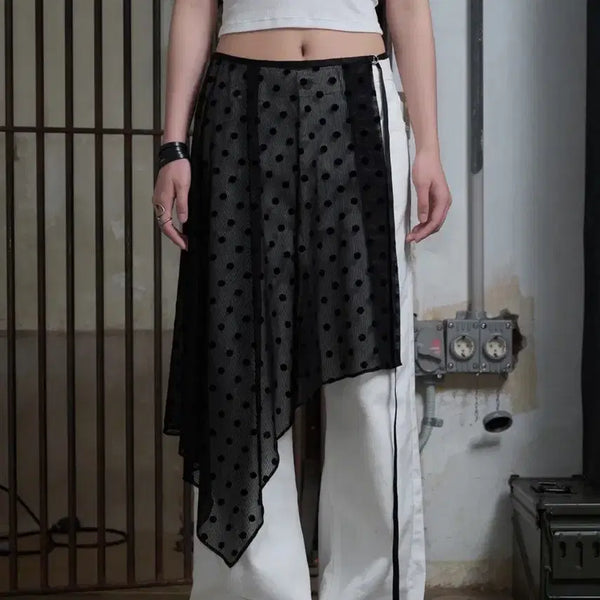 [BUNJANG] Helene Paris Polka Dot Creased Wrap Skirt Black / 헬레네파리스_ 도트 크리즈 랩 스커트 [블랙]