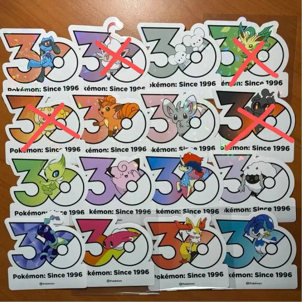 [BUNJANG] Pokemon 30th Anniversary Stickers - Riolu, Pachirisu, Vulpix, etc. / 포켓몬 30주년 스티커 리오르  치라미