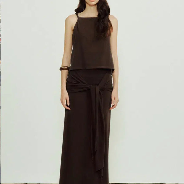 [BUNJANG] Elborn Belen Twist Sleeveless Top Brown / [새상품] 엘보른 belen twist sleeveless top 브라운