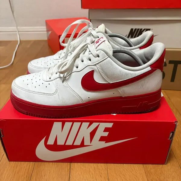 [BUNJANG] Nike Air Force 1 Low White Red Midsole Sneakers / 나이키 에어포스 로우화이트 레드 미드솔