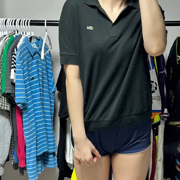 [BUNJANG] Lacoste Knit Black Polo T-Shirt Size S / 라코스테 니트 블랙 카라티