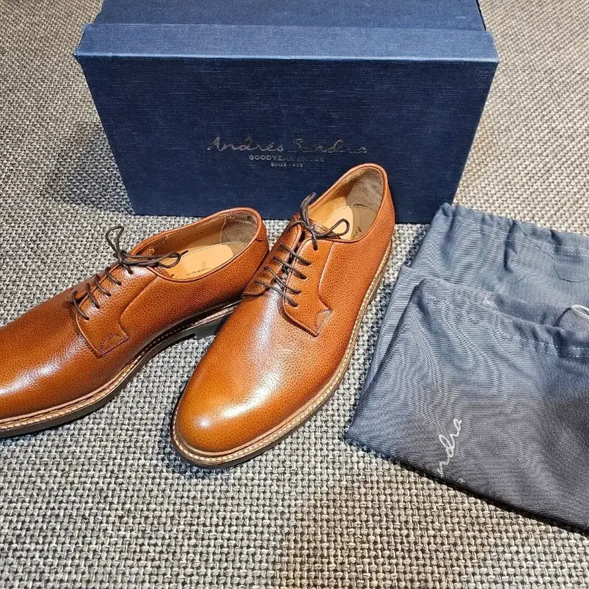[BUNJANG] Andres S. 11762 Grain Leather Plaintoe Derby Uk9 (US 10) Tan / 안드레스샌드라11762 신품 Uk9