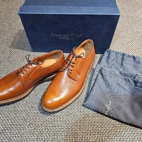 [BUNJANG] Andres S. 11762 Grain Leather Plaintoe Derby Uk9 (US 10) Tan / 안드레스샌드라11762 신품 Uk9