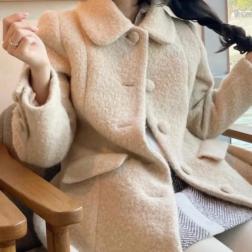 [BUNJANG] Fleta Tweed Coat Beige Pink / 플레따 트위드코트 베이지핑크