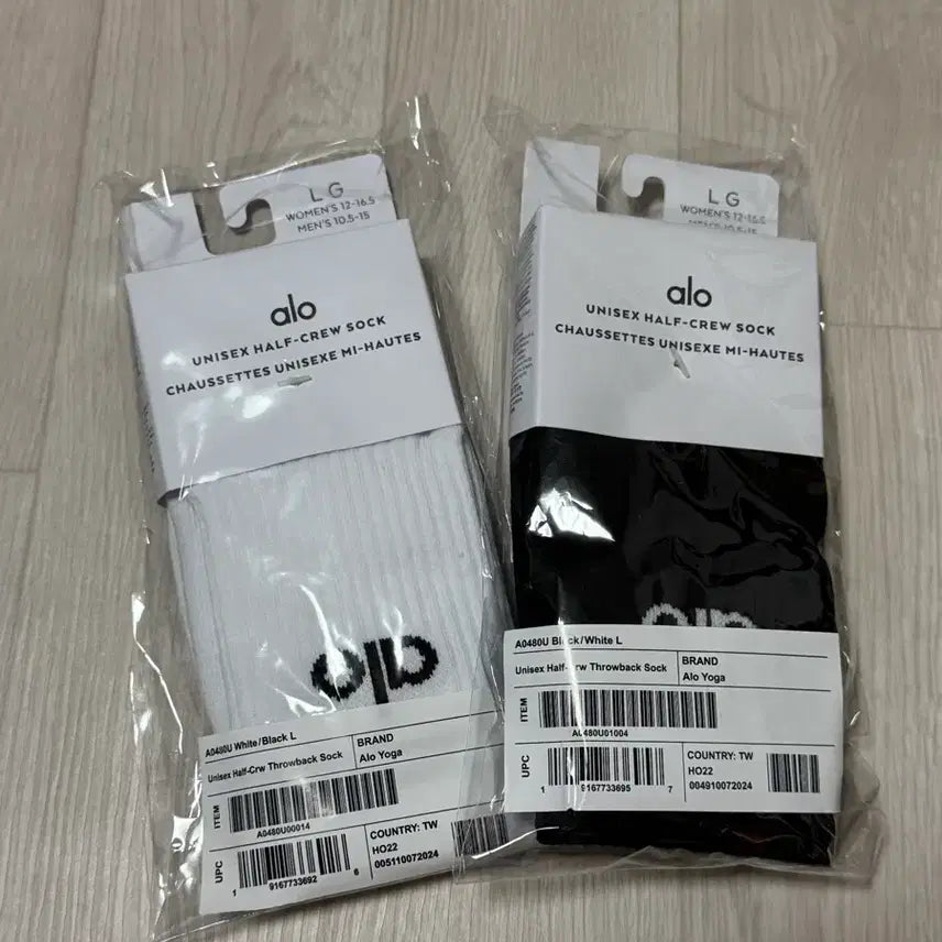 [BUNJANG] Alo Yoga Unisex Half Crew Socks Black/White L / 알로 요가 유니섹스 하프 크루 삭스 블랙/화이트 L