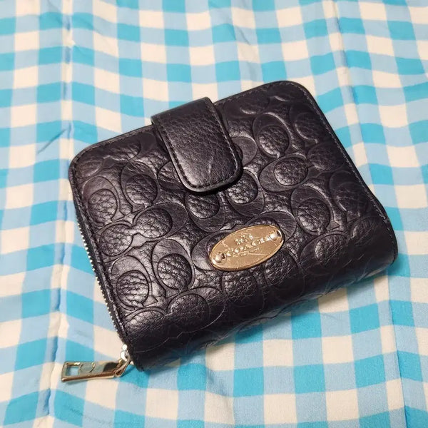 [BUNJANG] Coach Leather Bifold Wallet Deep Navy / 코치 가죽 딥 네이비 반지갑