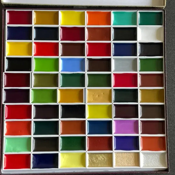 [BUNJANG] Gilsang Anchae 60-Color Solid Watercolor Set (Japanese Purchase) / 길상 안채 60색 일본구매 민화 동양화 한국화 고체물감