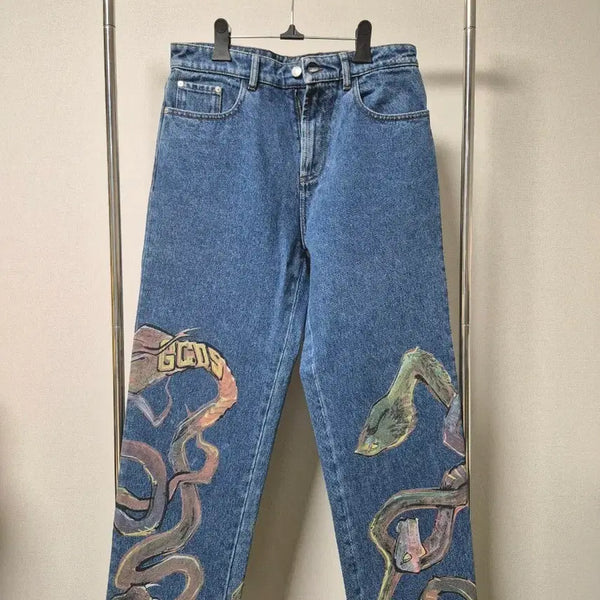 [BUNJANG] GCDS Snake Printing Wide Fit Denim Pants / Gcds 스네이크 프린팅 데님 팬츠
