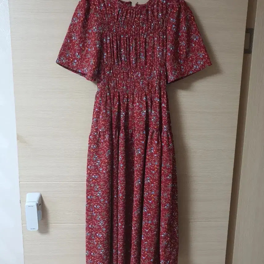 [BUNJANG] Chiffon Floral Shirring Long Dress / 쉬폰 꽃무늬 셔링 원피스