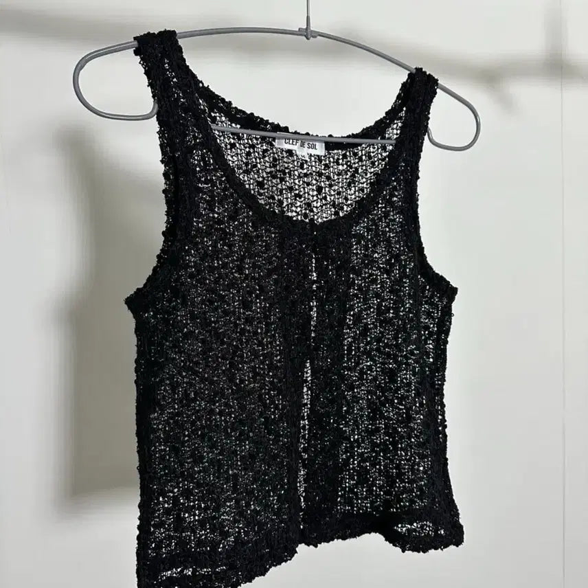 [BUNJANG] Hook Knit Vest Sleeveless Top / 후크 니트 조끼 나시