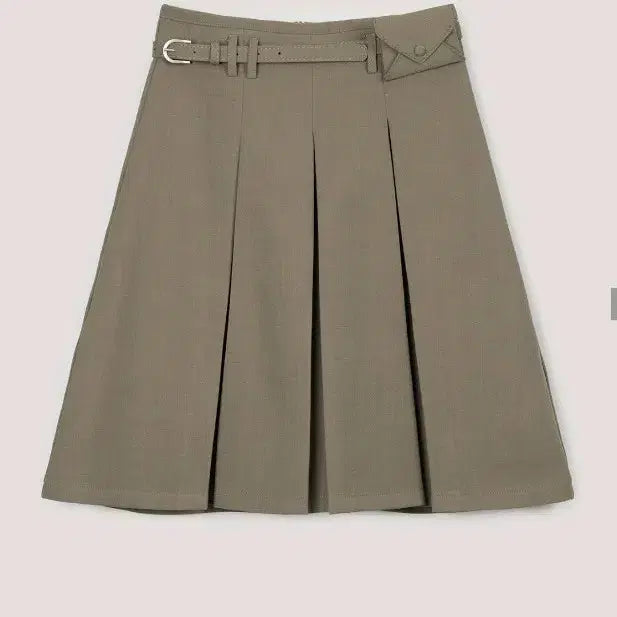 [BUNJANG] Twee Comto Pleats Mini Skirt Belt Set Khaki / 트위 twee 컴투 플리츠 미니 스커트 벨트 set 카키 새상품