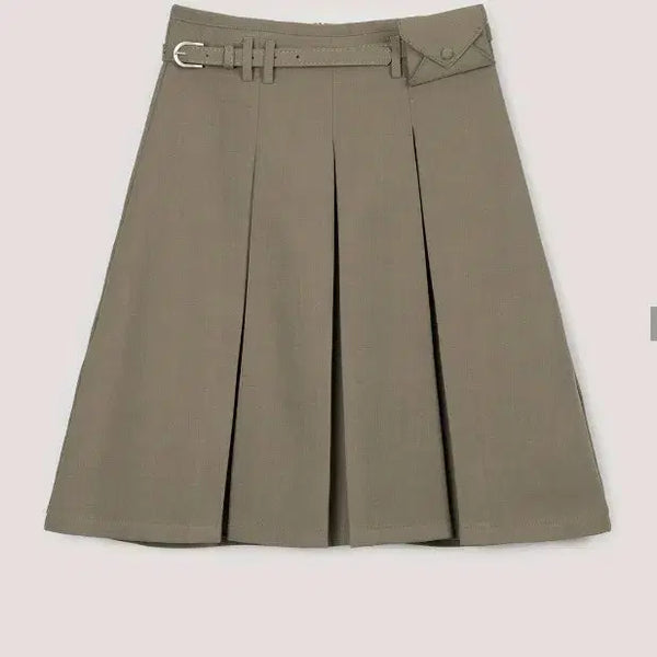 [BUNJANG] Twee Comto Pleats Mini Skirt Belt Set Khaki / 트위 twee 컴투 플리츠 미니 스커트 벨트 set 카키 새상품