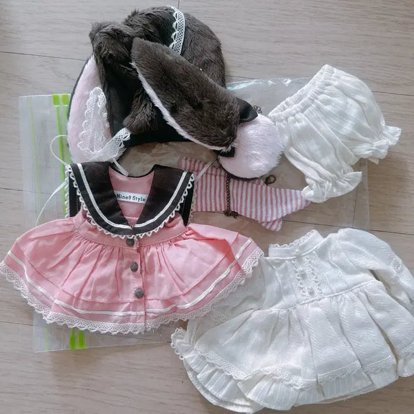 [BUNJANG] USD Nine Nine Rabbit Doll Clothes Set (Pink/White) / usd 나인나인 토끼 인형 옷 세트 핑크/화이트