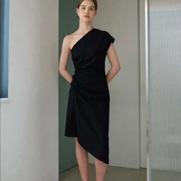 [BUNJANG] RENEJ One-Shoulder Shirring Dress Black / 미착용 RENEJ 원숄더드레스 S 판매합니다