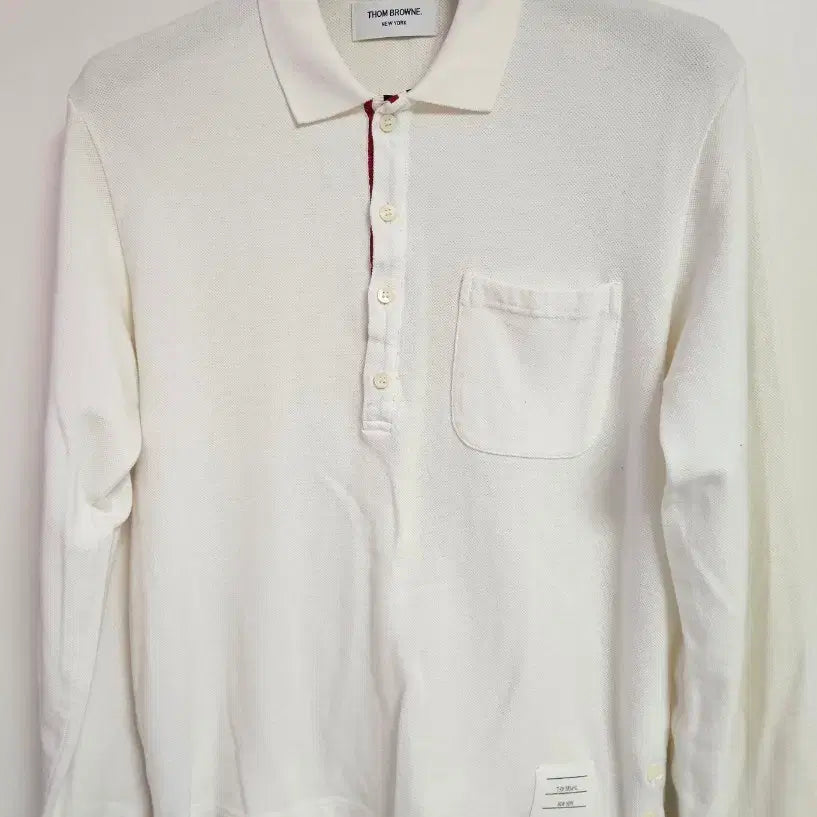 [BUNJANG] Thom Browne Long Sleeve Pique Polo Shirt - Size 3 (Fits 100) / 톰브라운 롱슬리브 폴로셔츠