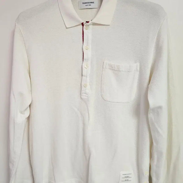 [BUNJANG] Thom Browne Long Sleeve Pique Polo Shirt - Size 3 (Fits 100) / 톰브라운 롱슬리브 폴로셔츠