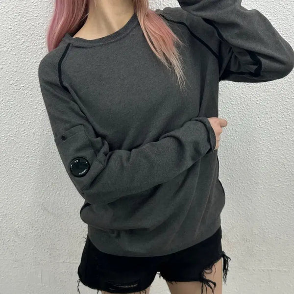 [BUNJANG] CP Company Side Logo Grey Long Sleeve T-Shirt / CP컴퍼니 사이드 와펜 그레이 롱슬리브