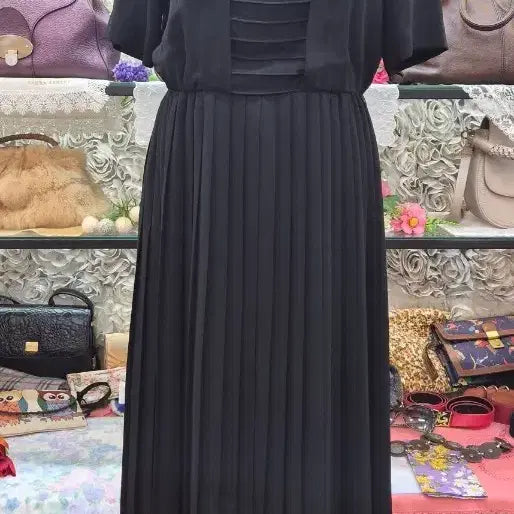 [BUNJANG] Vibamary Pleated Long Dress (Size 55-66) / VIBAMARY 플리츠 롱원피스 (55 66)