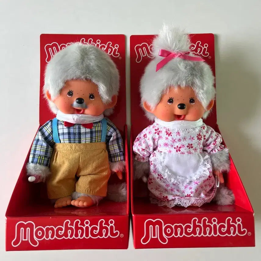 [BUNJANG] Monchhichi Grandmother & Grandfather Couple Set / 몬치치 할머니 할아버지 노부부 세트