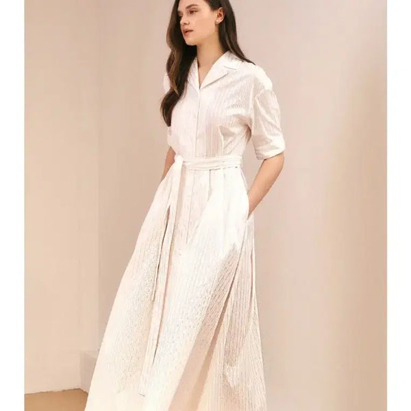 [BUNJANG] Blancho Italy Gold Stripe Robe Dress M / 블랑쇼 이태리 골드 스트라이프 로브 드레스 m