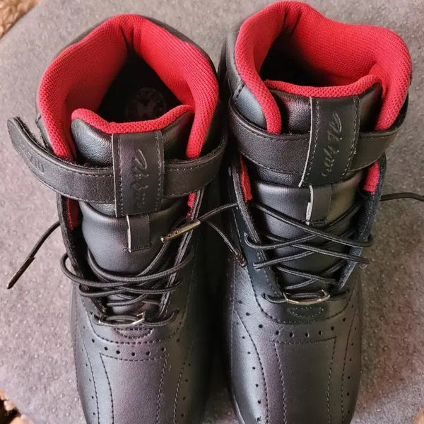 [BUNJANG] Black & Red High-Top Sneakers / 블랙 앤 레드 하이탑 스니커즈