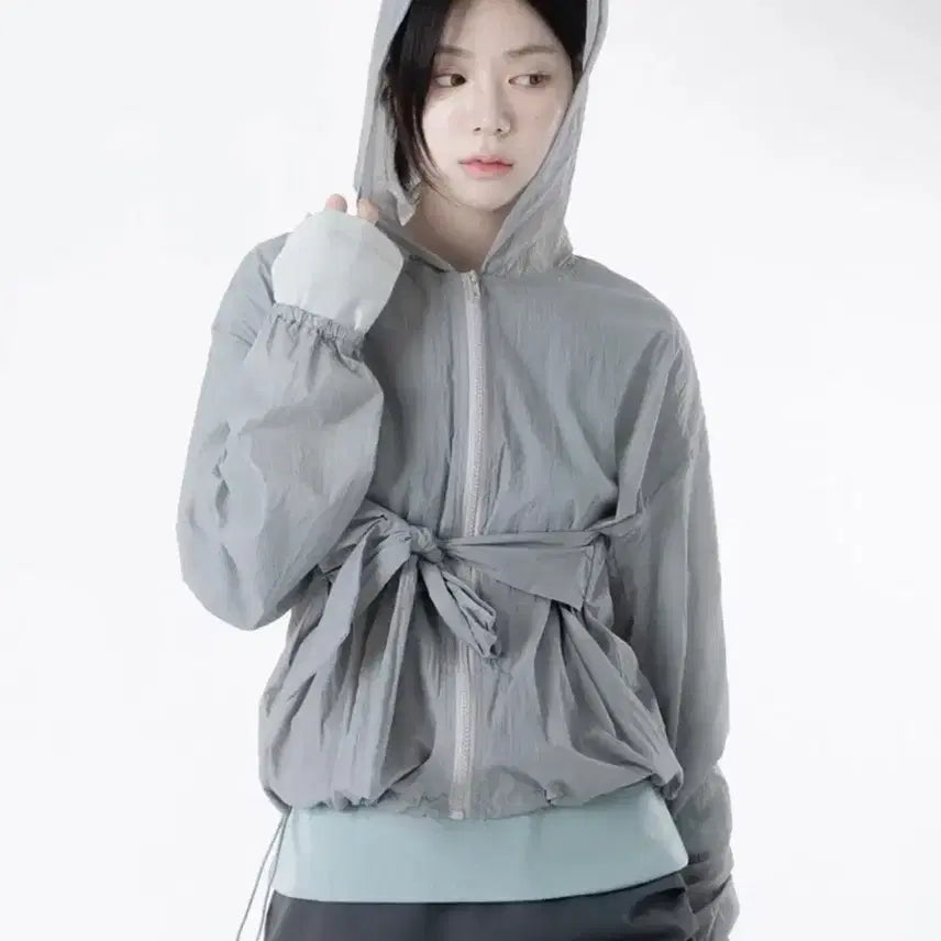 [BUNJANG] Woowa Ribbon Nylon Windbreaker Jacket / 우화 리본 나일론 바람막이 윈드브레이커