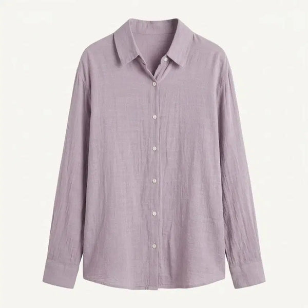 [BUNJANG] Lavender Linen Shirt Blouse with Mother-of-Pearl Buttons / 라벤더 린넨 자개단추 살안타 셔츠  블라우스(3만대 구매)