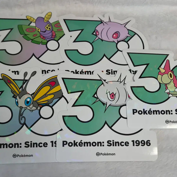 [BUNJANG] Pokemon 30th Anniversary Logo Stickers (Mew, Silcoon, Cascoon, Beautifly, Cascoon, Dustox) / 포켓몬 30주년 로고 스티커 개무소, 실쿤, 카스쿤, 뷰티플라이, 독케일