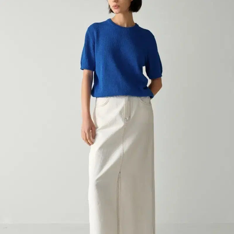 [BUNJANG] Facade Pattern Classic Denim Skirt Off-White XS / 파사드패턴 클래식데님 오프화이트xs