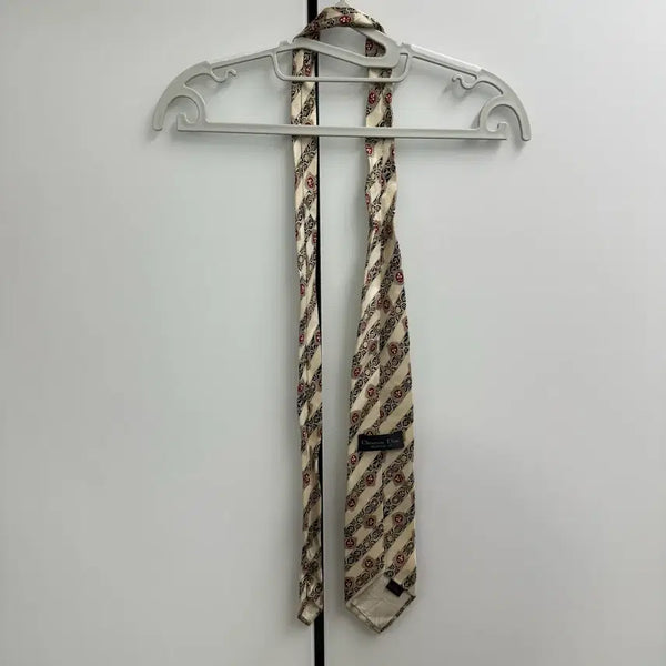 [BUNJANG] Christian Dior Monsieur 100% Silk Patterned Necktie / 크리스찬 디올 무슈 실크100 베이지 패턴 넥타이