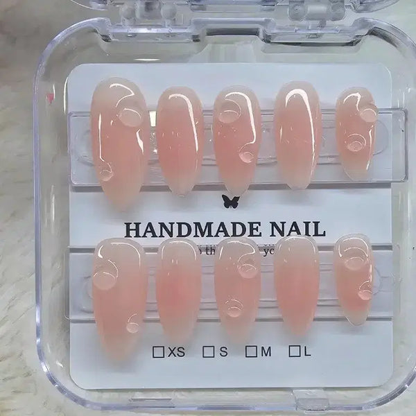 [BUNJANG] Water Drop Peach Handmade Nail Tips / 물방울 피치 수제네일팁