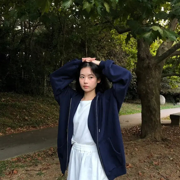 [BUNJANG] Archive J2U Heavy Cotton Hooded Zip-Up Navy / 아카이브제이투유 헤비코튼 후드집업 네이비