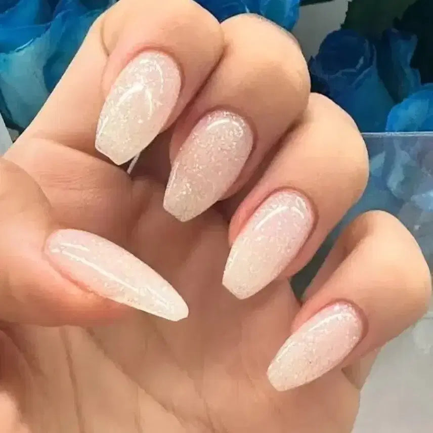 [BUNJANG] White Glitter Handmade Nail Tips - Princess Style / 여리여리 공주 화이트글리터 수제네일팁