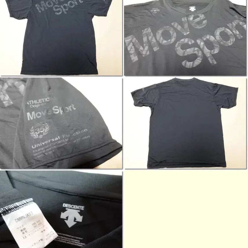 [BUNJANG] Descente Round Neck Short Sleeve T-Shirt Black (XL+) / 데상트/반팔티 문자 올검 빅사이즈/반팔라운드티/1/614