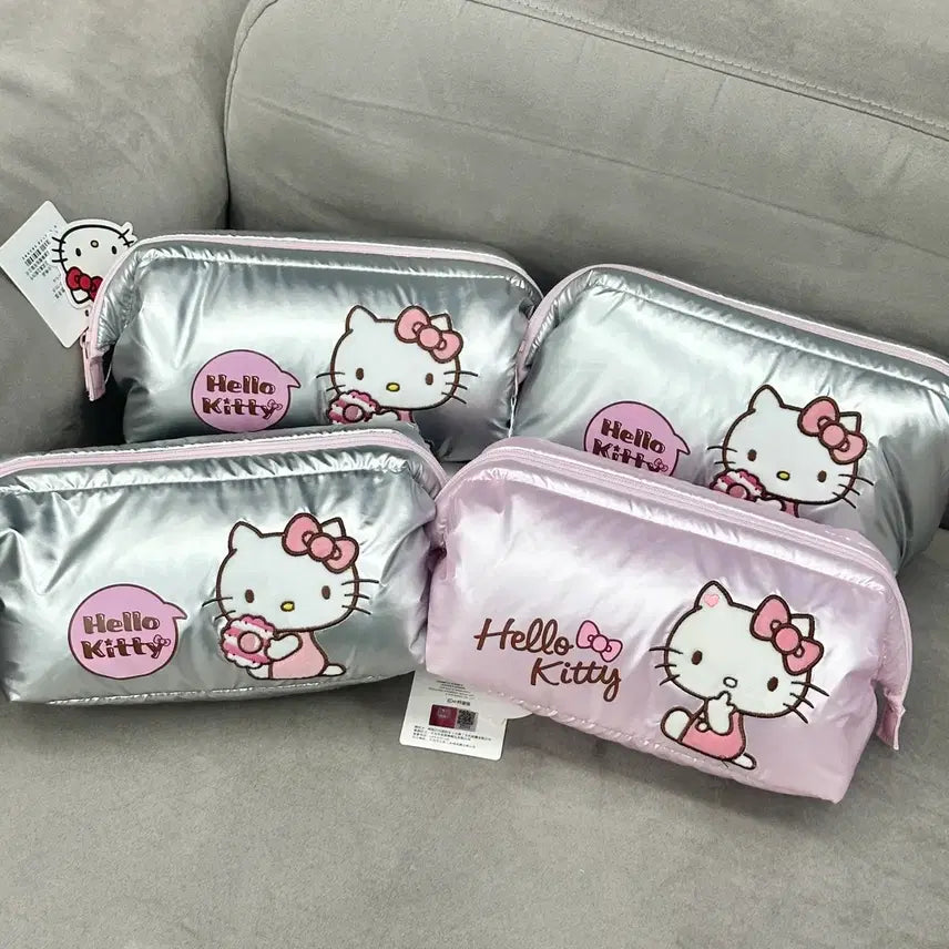 [BUNJANG] Hello Kitty Silver Puffer Pouch / 헬로키티 실버 패딩 파우치