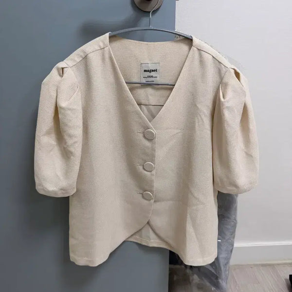 [BUNJANG] Without Summer Puff Sleeve Blouse / 위드아웃썸머 반팔 블라우스
