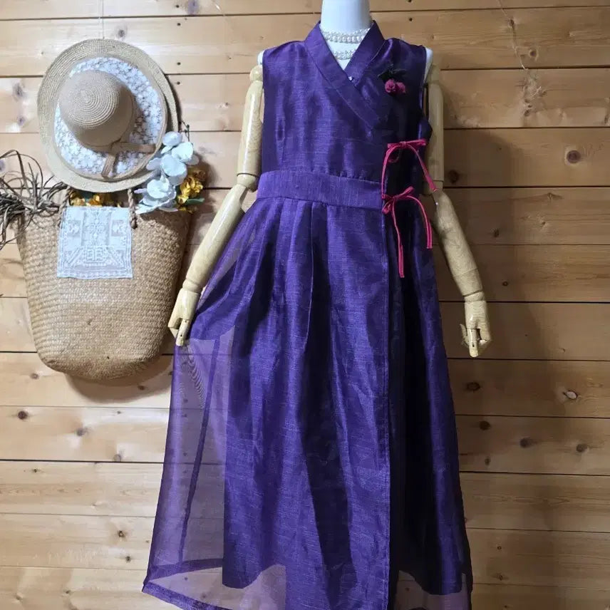 [BUNJANG] Purple Hanbok Dress / 보라색상철릭원핏 /코사지 코디용입니다