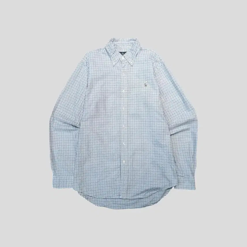 [BUNJANG] Polo Ralph Lauren Classic Fit Checked Cotton Shirt L / 폴로랄프로렌 화이트 네이비 블루 체크패턴 멀티포니 클래식핏 코튼 남방 셔츠 L