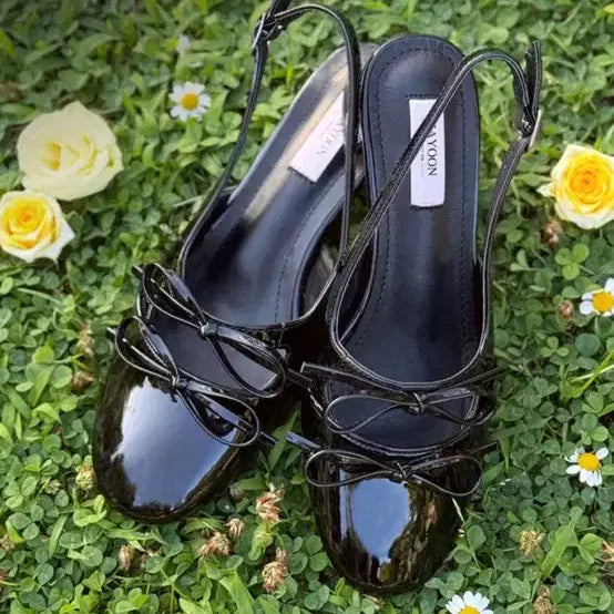 [BUNJANG] Mayyoon Ribbon Slingback Shoes (Black) / 메이윤 리본 슬링백 구두 (블랙)