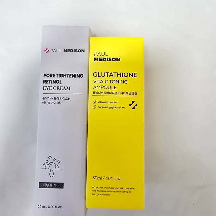[BUNJANG] Paule Madison Pore Tightening Retinol Eye Cream & Glutathione Vita C Toning Ampoule / 폴 메디슨 포어 타이트닝 레티놀 아이크림 & 글루타치온 비타C 토닝 앰플