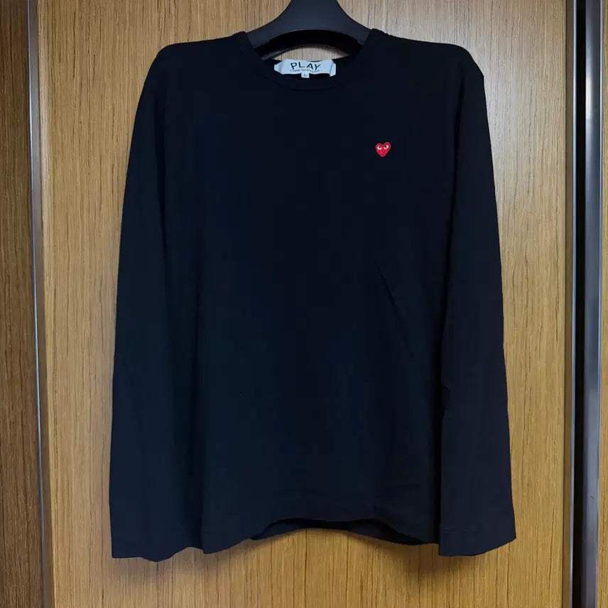 [BUNJANG] Comme des Garçons Mini Heart Patch Long Sleeve T-Shirt Black L / 꼼데가르송 미니 와펜 롱슬리브 블랙 L