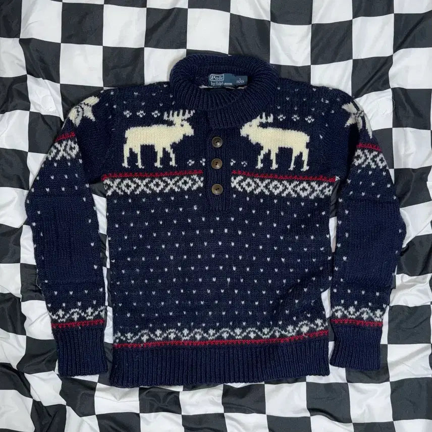 [BUNJANG] Polo Ralph Lauren Nordic Heavy Wool Knit Sweater Size S / 폴로 랄프로렌 노르딕 헤비울 카라 니트 S
