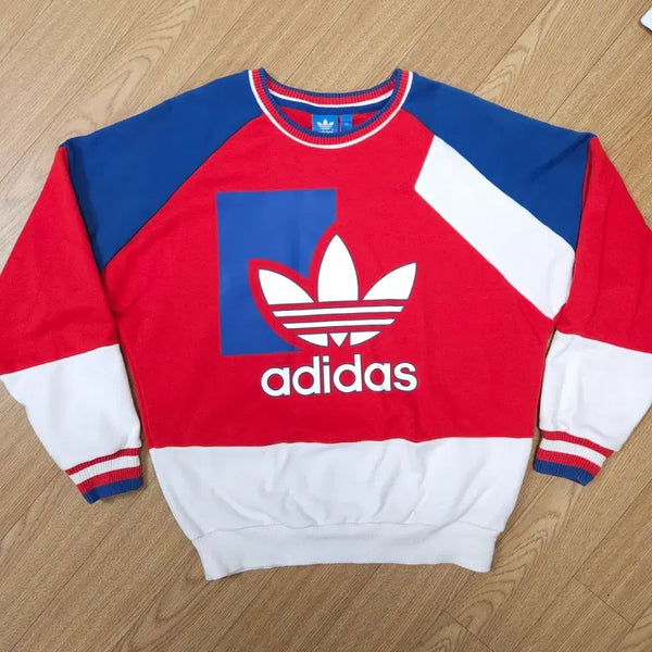 [BUNJANG] Adidas Color Block Sweatshirt Size 85 / 아디다스 맨투맨 레드 블루 화이트 배색 85