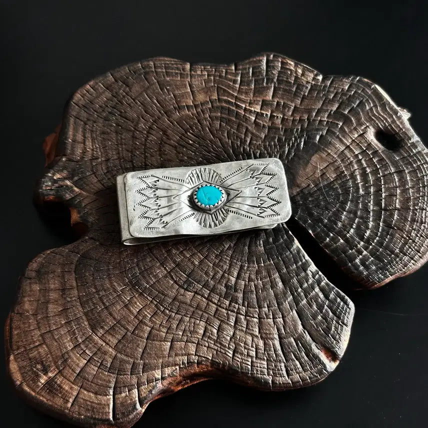 [BUNJANG] Native American Navajo Turquoise Sterling Silver Money Clip / [네이티브 아메리칸 쥬얼리] 나바호 터콰이즈 실버 머니클립