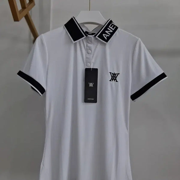 [BUNJANG] Women's Short Sleeve Golf T-Shirt with Black Accents / 여성 골프 반팔 티셔츠
