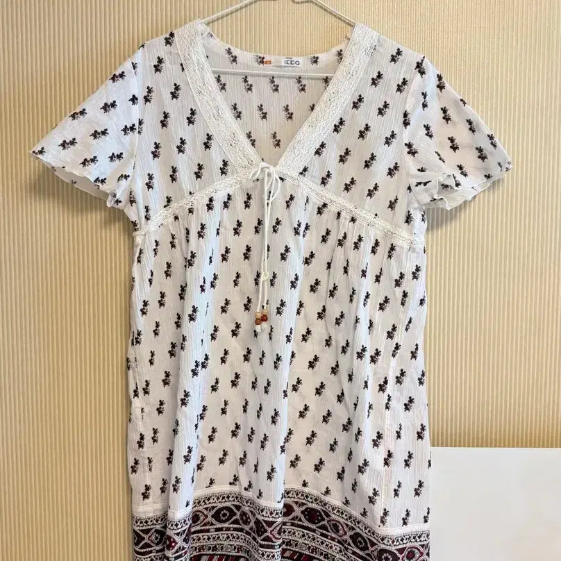 [BUNJANG] Vintage Mori Girl Pattern Blouse Tunic Dress / 빈티지 모리걸 패턴 블라우스 튜닉 원피스