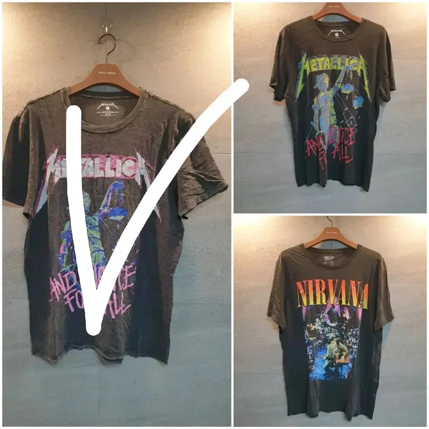 [BUNJANG] Metallica And Justice For All Tour T-Shirt & Nirvana Official T-Shirt Bundle / Metallica, NIRVANA 정품. 콜렉션 티셔츠.